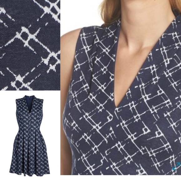 Vince Camuto Navy Blue Fit & Flare Dress - Picture 7 of 8